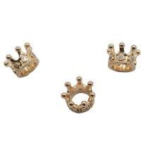 Cubic Zirconia Micro Pave Brass Pendant, Crown, KC gold color plated, micro pave cubic zirconia, 9mm, 10PCs/Lot, Sold By Lot