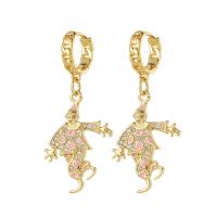 Cubic Zirconia Micro Pave Brass Earring clown gold color plated micro pave cubic zirconia & for woman & enamel Sold By Pair