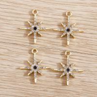 Tibetan Style Star Pendant, DIY & with rhinestone, golden, nickel, lead & cadmium free, 19x16mm, 10Bags/Lot, Sold By Lot