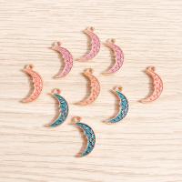 Tibetan Style Moon Pendants, DIY & enamel, more colors for choice, nickel, lead & cadmium free, 17x9mm, 10Bags/Lot, Sold By Lot