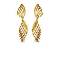 Messing Stud ørering, med Glass Pearl, guldfarve belagt, mode smykker & for kvinde, nikkel, bly & cadmium fri, 57x13mm, Solgt af par