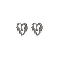 Zinc Alloy Stud Earring Heart silver color plated fashion jewelry & for woman silver color Sold By Pair