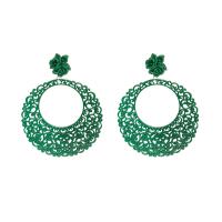 Tibetan Style Drop Earrings, fashion jewelry & for woman & epoxy gel, green, 97x75mm, Sold By Pair