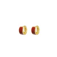 Tibetan Style Drop Earrings, gold color plated, fashion jewelry & for woman & enamel, more colors for choice, 13x7mm, Sold By Pair