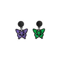 Tibetan Style Drop Earrings, Butterfly, plated, fashion jewelry & for woman & enamel, more colors for choice, 31x20mm, Sold By Pair