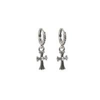 Tibetan Style Drop Earrings, Cross, silver color plated, fashion jewelry & for woman, silver color, 31x8mm, Sold By Pair