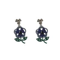 Zinc Alloy Drop Earrings Rose fashion jewelry & for woman & with rhinestone multi-colored Sold By Pair