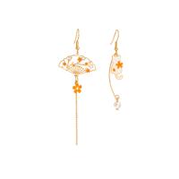 asymmetrische Ohrringe, Zinklegierung, mit ABS-Kunststoff-Perlen, goldfarben plattiert, Modeschmuck & für Frau & Emaille, farbenfroh, verkauft von Paar