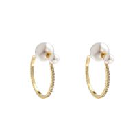 Zinc Alloy Drop Earrings with ABS Plastic Pearl gold color plated fashion jewelry & for woman golden Sold By PC