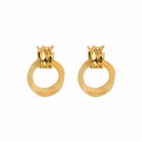 Resin Earring Zinc Alloy with Resin real gold plated fashion jewelry & for woman golden Sold By Pair