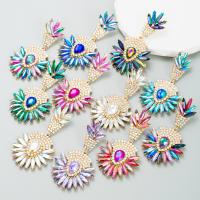 Rhinestone Earring Zinc Alloy gold color plated fashion jewelry & for woman & with rhinestone Sold By Pair