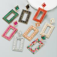 Rhinestone náušnice, Zinek, barva pozlacený, módní šperky & pro ženy & se skleněnou drahokamu, více barev na výběr, 77x33mm, Prodáno By Pair