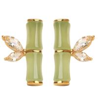Gemstone Earrings, cobre, with Hetian Jade, banhado, joias de moda & para mulher, Mais cores pare escolha, 15x4mm, vendido por par