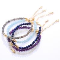 Gemstone Bracelets Natural Stone with Gold Filled Round fashion jewelry & for woman 4mm Length 18 cm Sold By PC