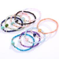 Gemstone Bracelets Natural Stone with Brass Round fashion jewelry & for woman 4mmu Length 18 cm Sold By PC