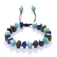 Bracelets de Amazonite Naturel, avec Cordon de noeud, rondelle, fait à la main, bijoux de mode & pour femme, couleurs mélangées, 6x11mm, Longueur:18 cm, Vendu par PC