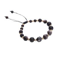 Gemstone Bracelets, Silver Obsidian, with Knot Cord, 14K gold-filled, fashion jewelry & for woman & faceted, Length:18 cm, Sold By PC