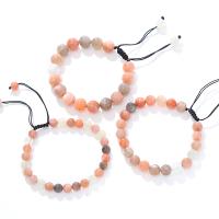Gemstone Bracelets, Moonstone, with Knot Cord, Round, handmade, fashion jewelry & different size for choice & for woman, mixed colors, Length:18 cm, Sold By PC