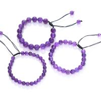 Quartz Bracelets, Amethyst, with Knot Cord, Round, handmade, fashion jewelry & different size for choice & for woman, purple, Length:18 cm, Sold By PC