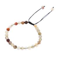 Gemstone Bracelets, Natural Stone, with Knot Cord, Round, handmade, fashion jewelry & different size for choice & for woman, Length:18 cm, Sold By PC