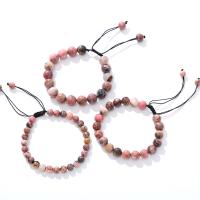 Gemstone Bracelets, Rhodonite, with Knot Cord, Round, handmade, fashion jewelry & different size for choice & for woman, Length:18 cm, Sold By PC