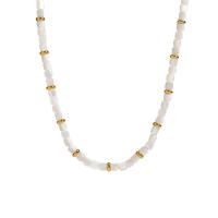 Muschel Halskette, 304 Edelstahl, mit Weiße Muschel, mit Verlängerungskettchen von 5cm, Modeschmuck & für Frau, goldfarben, 4mm, Länge:ca. 40 cm, verkauft von PC