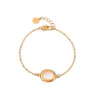 Stainless Steel Jewelry Bracelet, 304 Stainless Steel, with Cats Eye, with 2.5cm extender chain, Vacuum Ion Plating, fashion jewelry & for woman, golden, 13x20mm, Length:Approx 16 cm, Sold By PC
