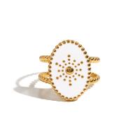 Vinger Ring in edelstaal, 304 roestvrij staal, mode sieraden & voor vrouw & glazuur, gouden, 21x14mm, Binnendiameter:Ca 21mm, Verkocht door PC