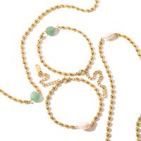 Nehrđajućeg čelika, nakit ogrlice, 304 nehrđajućeg čelika, s Prirodni kamen & Slatkovodni Pearl, s 5.5cm Produžetak lanac, modni nakit & različitih stilova za izbor & za žene, više boja za izbor, Prodano By PC