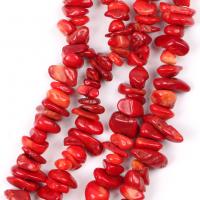 Natürliche Korallen Perlen, Koralle, Unregelmäßige, DIY & verschiedene Größen vorhanden, rot, verkauft per ca. 16 ZollInch Strang