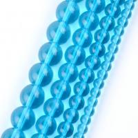 Mode Glasperlen, rund, DIY & verschiedene Größen vorhanden, säurenblau, verkauft per ca. 37-39 cm Strang
