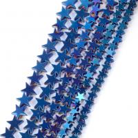 Nicht-magnetische Hämatit Perlen, Stern, plattiert, DIY & verschiedene Größen vorhanden, blau, verkauft per ca. 37-39 cm Strang