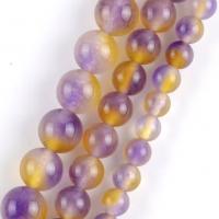 Natürlicher Quarz Perlen Schmuck, Ametrin, rund, DIY & verschiedene Größen vorhanden, gemischte Farben, verkauft per ca. 37-39 cm Strang