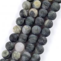 Gemstone Ékszer Gyöngyök, Zöld Grass Stone, Kerek, DIY & különböző méretű a választás & matt, zöld, Naponta eladott Kb 37-39 cm Strand