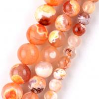 Achat Perlen, Feuerachat, rund, DIY & verschiedene Größen vorhanden, orange, verkauft per ca. 37-39 cm Strang