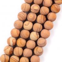 Grain Stone perler, Runde, du kan DIY & forskellig størrelse for valg & frosted, gul, Solgt Per Ca. 37-39 cm Strand