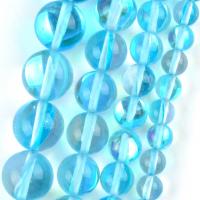 Perles en verre de mode, Opaline, Rond, DIY & normes différentes pour le choix, bleu acide, Vendu par Environ 37-39 cm brin