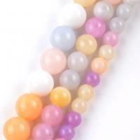 Jade Perlen, Blassbraune Jade, rund, DIY & verschiedene Größen vorhanden, gemischte Farben, verkauft per ca. 37-39 cm Strang