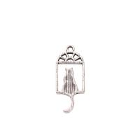 Tibetan Style Animal Pendants, Cat, silver color plated, Unisex & hollow, nickel, lead & cadmium free, 13.30x33.30mm, Approx 100PCs/Bag, Sold By Bag