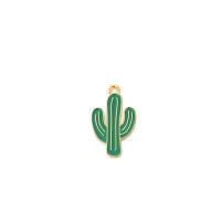 Tibetan Style Enamel Pendants, Opuntia Stricta, gold color plated, Unisex, mixed colors, nickel, lead & cadmium free, 11x21mm, Approx 100PCs/Bag, Sold By Bag