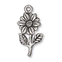 Tibetan Style Flower Pendants, silver color plated, Unisex, nickel, lead & cadmium free, 9.70x20.60mm, Approx 100PCs/Bag, Sold By Bag
