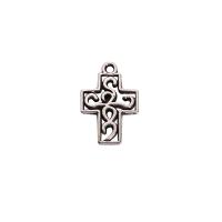 Tibetan Style Cross Pendants, silver color plated, Unisex & hollow, nickel, lead & cadmium free, 12.60x18.80mm, Approx 100PCs/Bag, Sold By Bag