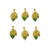 Zinc Alloy Leaf Pendants gold color plated Unisex green nickel lead & cadmium free Approx Sold By Bag