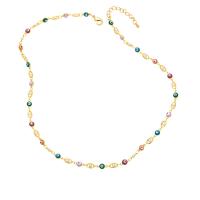 Evil Eye smykker halskæde, Messing, med Plastic Pearl, med 2 extender kæde, 18K forgyldt, forskellige stilarter for valg & for kvinde & emalje, blandede farver, nikkel, bly & cadmium fri, 9x5mm, Længde 17.7 inch, Solgt af PC