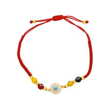 Evil Eye Jewelry Bracelet, Brass, with Polyester Cord & Resin, 18K gold plated, adjustable & micro pave cubic zirconia & for woman, more colors for choice, nickel, lead & cadmium free, 16x11mm, Length:11.4 Inch, Sold By PC