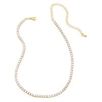 Cubic Zircon Micro Pave Brass Necklace, with 3.94 extender chain, 18K gold plated, micro pave cubic zirconia & for woman, more colors for choice, nickel, lead & cadmium free, 3x3mm, Length:12.4 Inch, Sold By PC