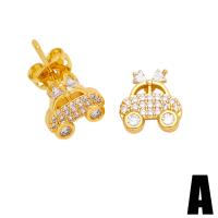 Cubic Zirconia Micro Pave Brass Earring with Plastic Pearl 18K gold plated & micro pave cubic zirconia & for woman golden nickel lead & cadmium free Sold By Pair