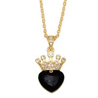 Cubic Zircon Micro Pave Brass Necklace with 2 extender chain Heart 18K gold plated micro pave cubic zirconia & for woman & enamel nickel lead & cadmium free Length 17.7 Inch Sold By PC