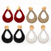 Crystal Earrings Zinc Alloy with Polyester & Crystal Teardrop gold color plated for woman nickel lead & cadmium free Sold By Pair