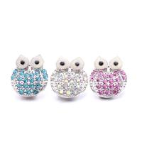 Tibetan Style Snap Button, Owl, silver color plated, DIY & with rhinestone, more colors for choice, nickel, lead & cadmium free, 18mm, Sold By PC